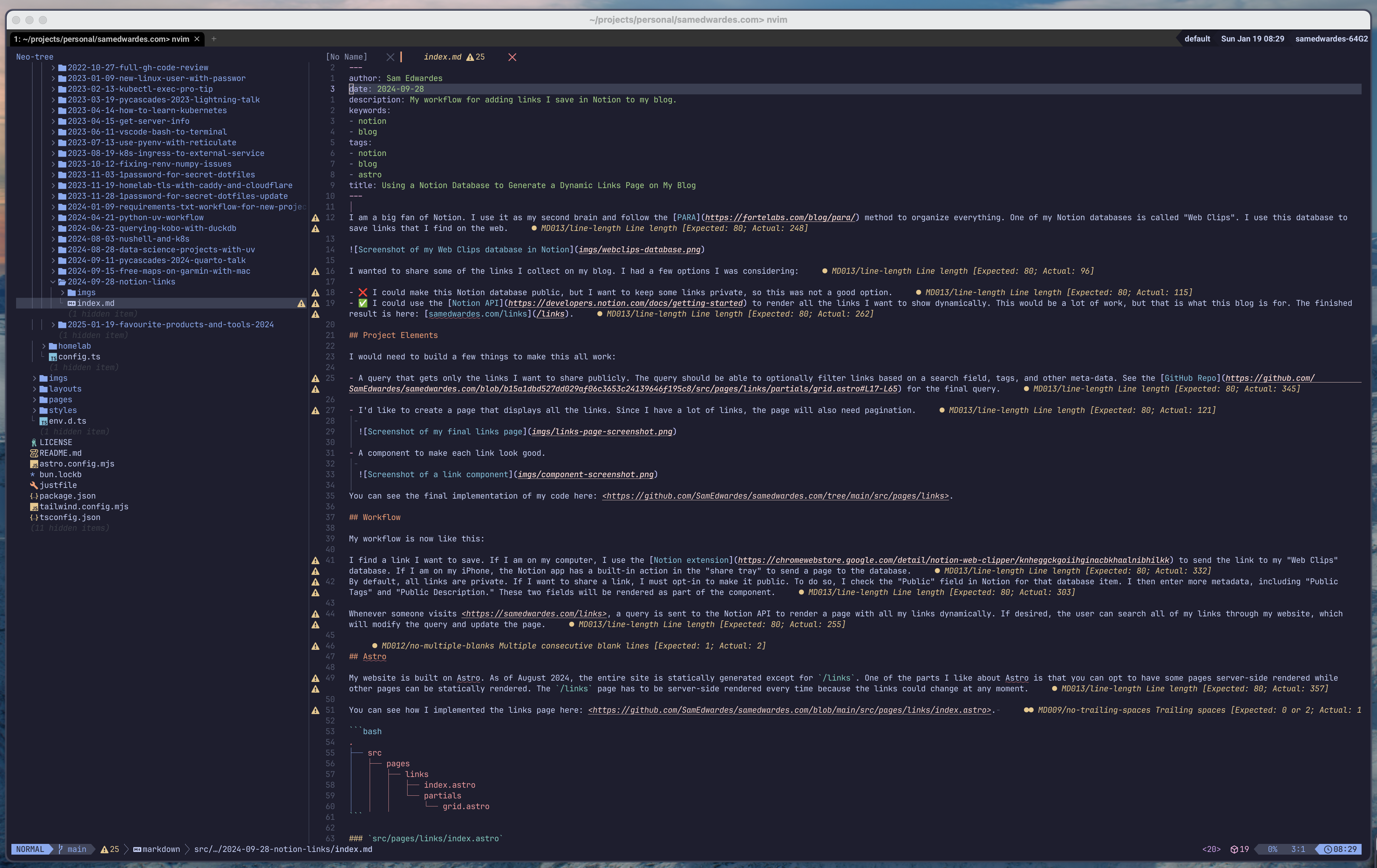 Screenshot of neovim.